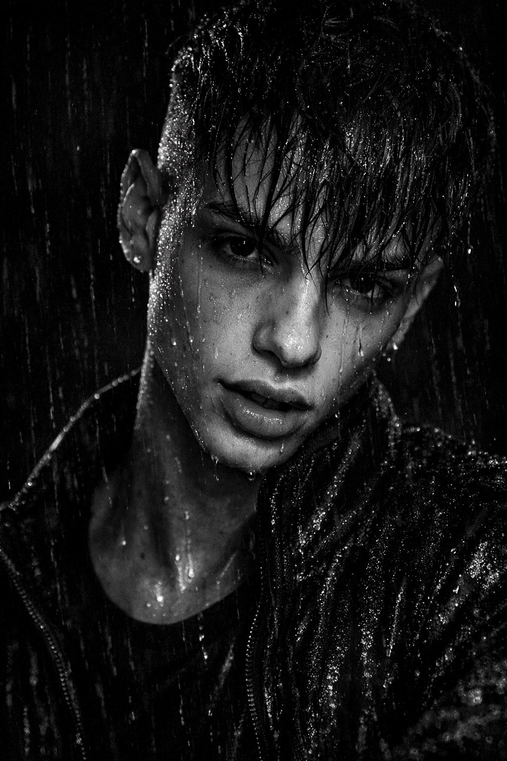 Black and white editorial portrait
